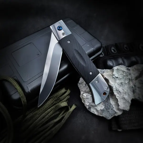 Pocket folding knife, stainless steel mirror blade, G10 high hardness non-slip handle, EDC outdoor knife, suitable for fishing and camping, compact tactical folding survival knife