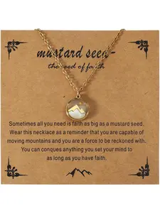 Mustard Seed & Mountain Design Pendant Necklace, Charms Necklace, Fashion Jewelry for Party, Daily Clothing Decor, Trendy All-match & Exquisite Jewelry for Birthday Gift