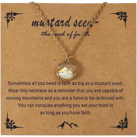 Mustard Seed & Mountain Design Pendant Necklace, Charms Necklace, Casual Style Necklaces, Fashion Jewelry for Party, Daily Clothing Decor, Trendy All-match & Exquisite Jewelry for Birthday Gift