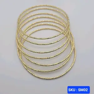 Semanario Bangle Bracelets Laminated Gold 68mm Inside Diameter 2mm 7 Units SKU SM02