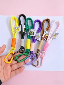 Handmade Multicolor Keychain, Backpack Decoration, Anti-Loss Keychain, Phone Accessory, Polyester Short Strap Pendant, Phone Case Keychain
