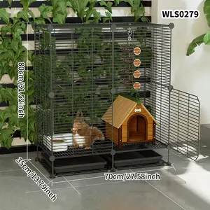 Small Animal Cage with Toilet Tray, Easy Clean Indoor Pet Cage for Cats Dogs Squirrels Rabbits, Hamster Cage, Space-Saving Home Use