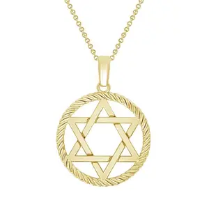 Gold plated Religious Star of David Rope Pendant Necklace