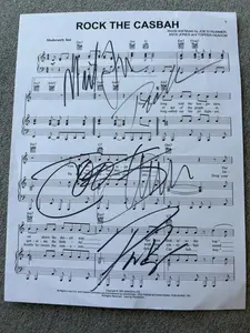 The Clash Joe Strummer, Mick Jones, Paul Simonon & Topper Headon Signed Autographed "Rock The Casbah" Music Sheet w/COA