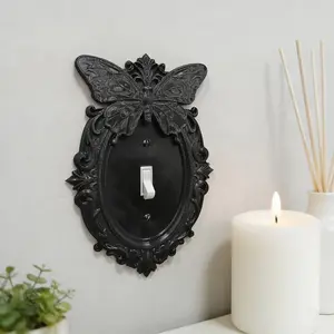 Gothic Style Butterfly Switch Decorative Panel, American Baroque Socket Cover, Easy Install, Living Room Bedroom Study Decoration