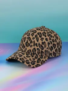 Vintage Leopard Print Fitted Baseball Cap, Casual Outdoor Sports Hat for Men & Women, Fashion Accessories for Daily Wear, Quality Caps, Animal Hats