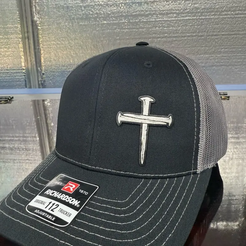 Silver Black 3 Nails Cross hat Silver Black 3 Nails Cross hat