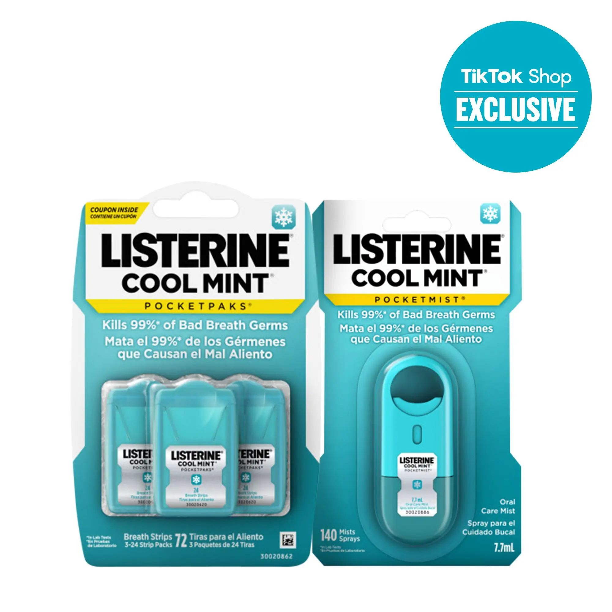 Listerine TikTok Shop Duo Pack, Cool Mint PocketPaks Fresh Breath Strips & Cool Mint Pocketmist Fresh Breath Spray