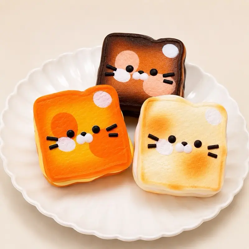 Cat Bread Slow Rising Squishy Toy, Scented Soft Foam Sensory Fidget Toy, Cute Bakery Food-Themed Gift