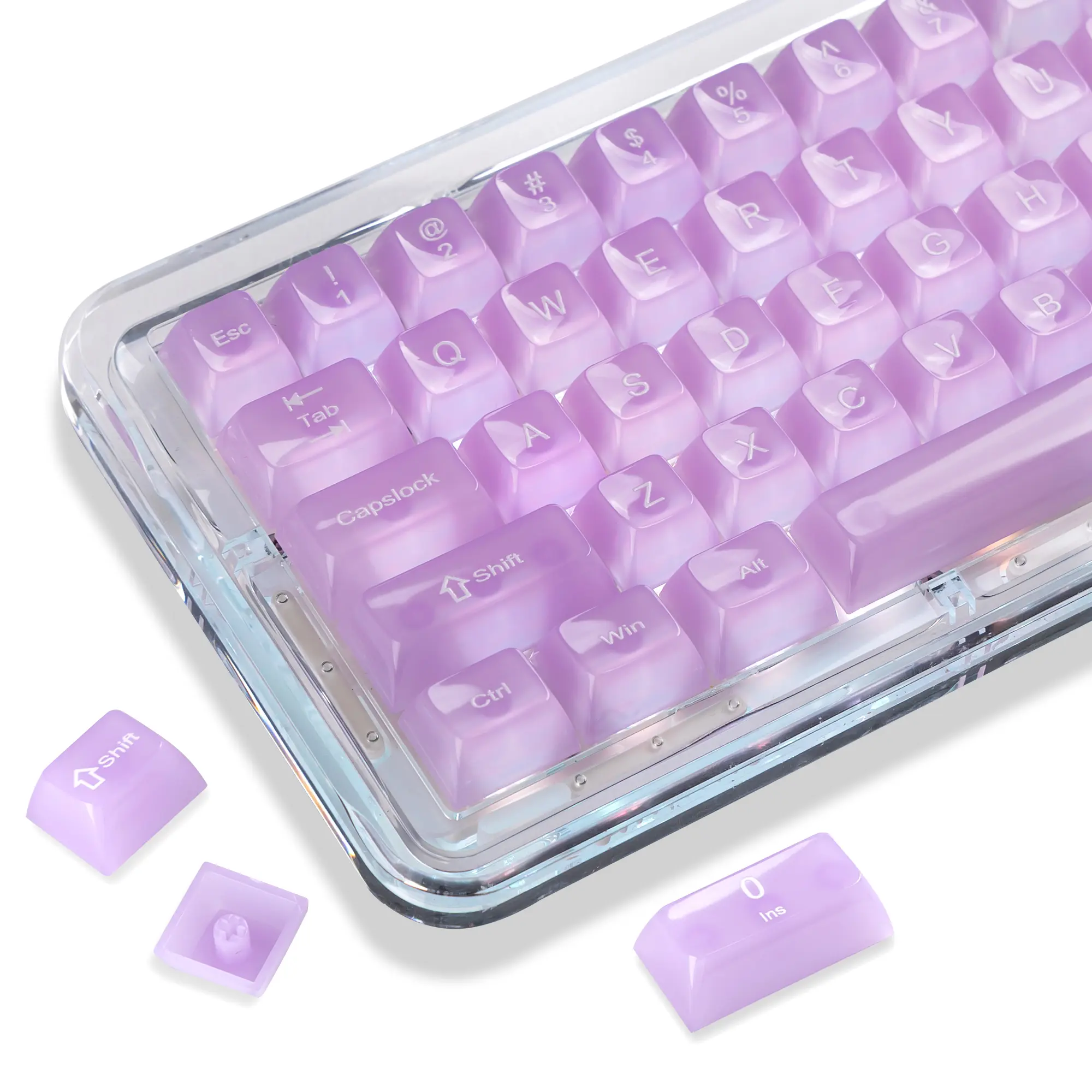 Womier Clear Jelly Keycaps, Cute Custom MDA Profile Key caps Translucent Keycaps for Cherry MX, 60 65 75 100 Percent  Kailh, Outemu, Gateron Mechanical Keyboards