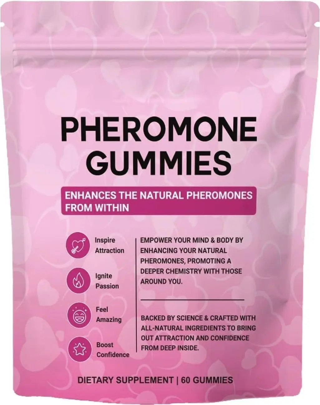 Pheromone Gummies for Women, Social Attraction Support, Strawberry Flavor, Vegan, 60 Count