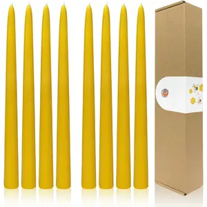 12" Tall Beeswax Taper Candles, Long Candle Sticks, Pure Bees Wax Candles for Home, Dripless &  & Unscented,  Time 7~8 Hours, 8 count