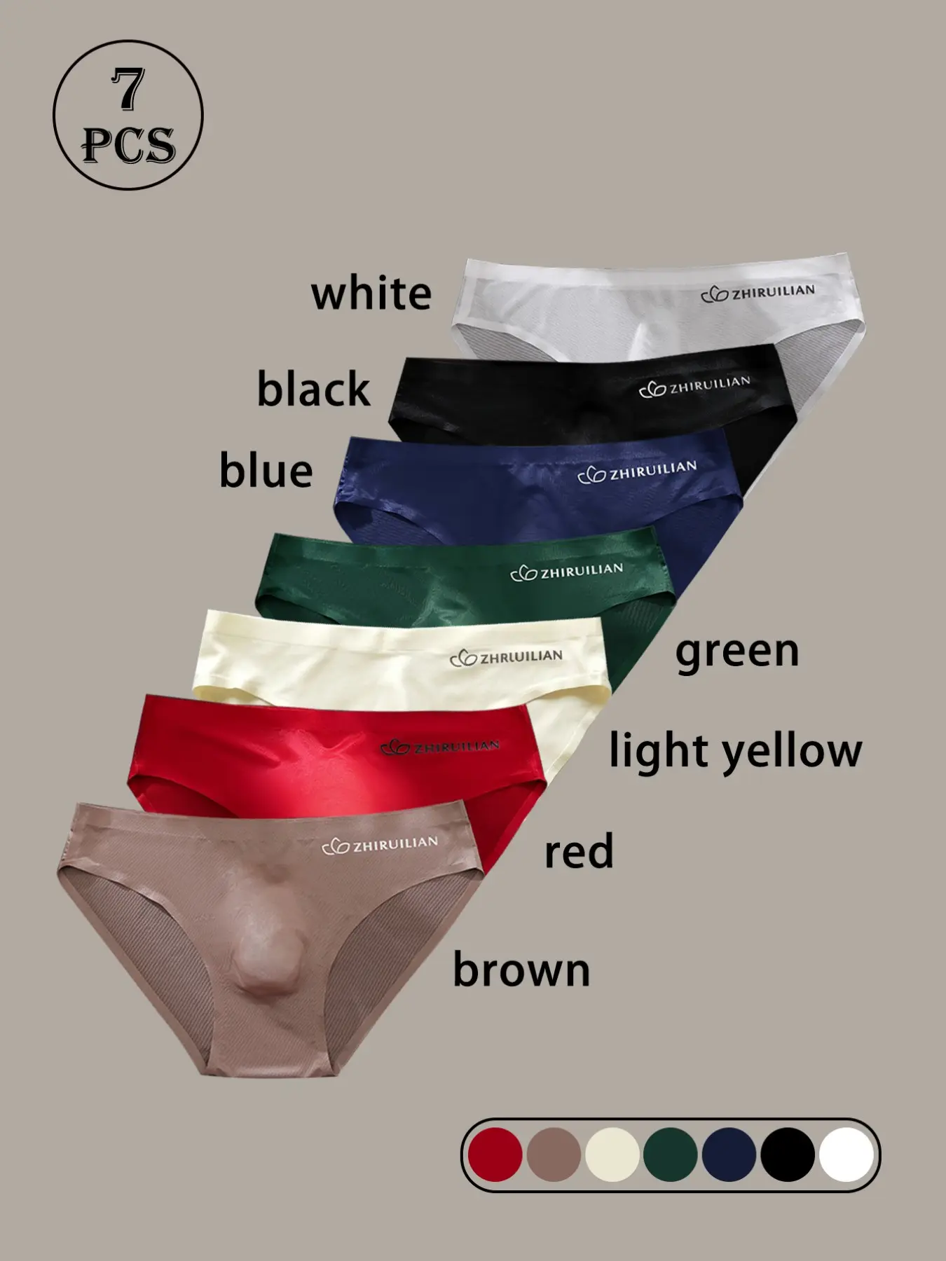 7pcs Men's Breathable Ice Silk Seamless Underwear, Soft All-Season Trunk, Casual Letter Print Brief, Soft Breathable Briefs, Comfortable Daily Wear, 7 Colors, Casual Fitted Briefs, Menswear