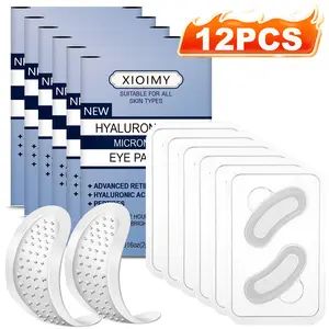 12pcs Hyaluronic Acid Micro Needle Moisturizing Eye Mask, Injected Retinol and Peptides, for Eyes Face Nose, Strong Moisture Firming Glow