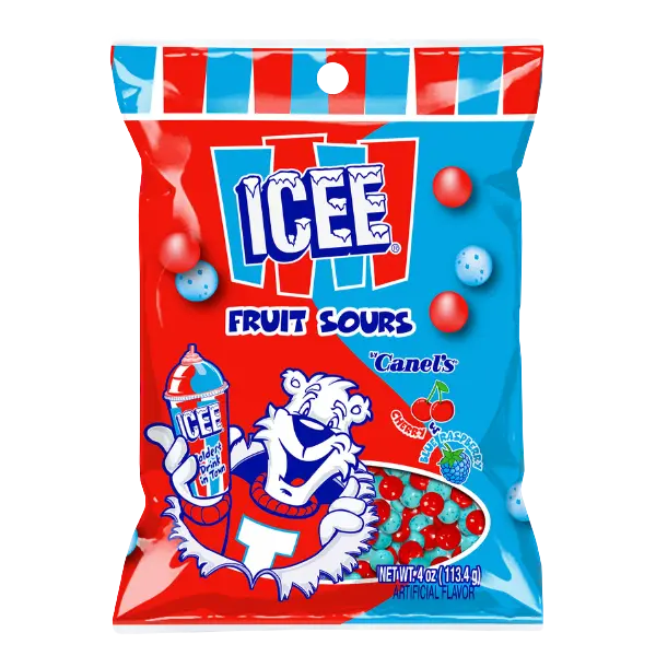 Canel's ICEE Fruit Sours Cherry/Blue Rasberry 4oz (05911) Canel's ICEE Fruit Sours Cherry/Blue Rasberry 4oz (05911)