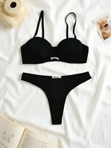 Underwire 1/2 Cup Lift Bra Set, High Support Minimalist Comfortable Lingerie