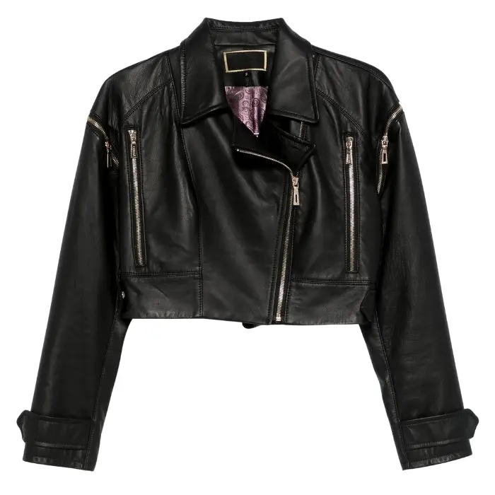Elisia Detachable Sleeve Cropped Leather Jacket