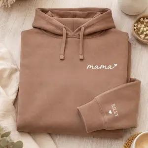 [SHIP FROM US - FLASH SALE] Embroidered Personalised Mama Sweatshirt, Mother's Day Gift, New Mum Gift, Wear my heart on sleeve, Custom Kids Names on Sleeve Jumper