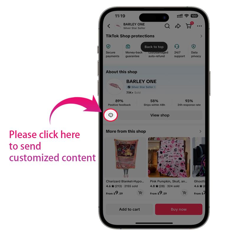 BARLEY ONE Click “Shop Chat”, Send Photos, Custom Blanket with Picture Personalized Photo Throw Blanket Customized Text Fleece Blanket for Girlfriend Boyfriend Wife Husband Couple Gifts