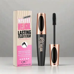 Waterproof Volumizing Curling Silicone Brush Mascara, Qic 4D Lash Mascara, Long-Lasting Smudge Proof Formula, Easy Application Beach Proof Mascara