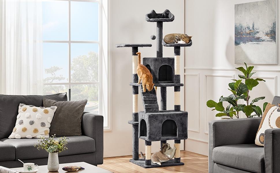 【On Sale】Yaheetech Cat Tree, 42/57.5/65/72in Cat Tower for Indoor Cats, Cat House with Platform, Scratching Posts, Double Condos, Cat Climbing Frame Bed Furniture