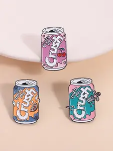 3pcs Crush Drink Badges, Youth Love Style 'you're My Crush' Enamel Pins, Can Design, Playful Essence, Student Proposal Gift, Best Friend Friendship Tokens