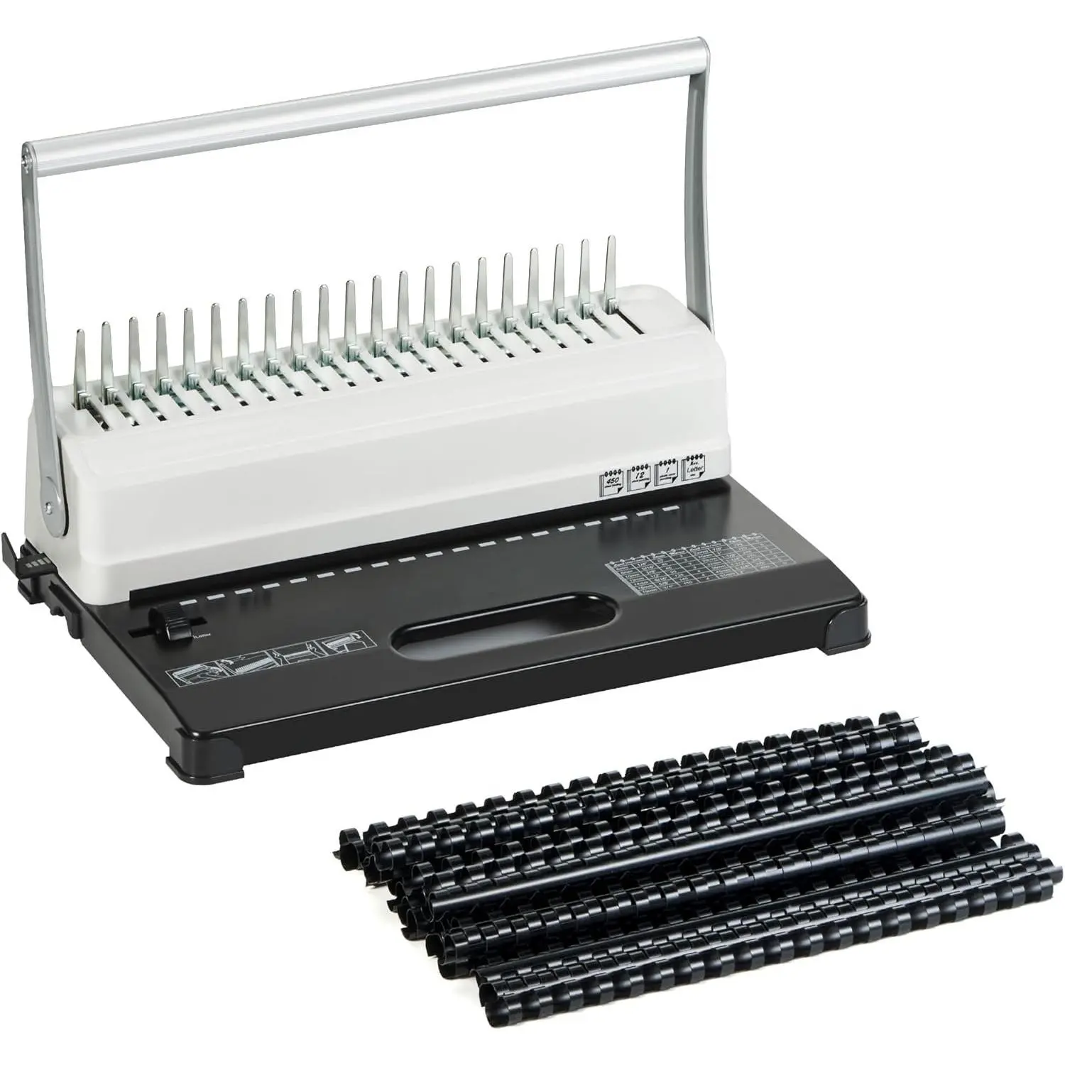 Manual Comb Binding Machine,19 Holes, 450 Sheets,Paper Punch Comb Binder Machine with 50 count 1/2" Comb Binding Spines, Fit for Letter Size Paper