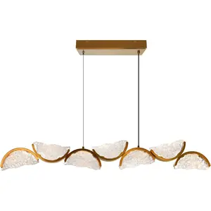 CWI Lighting Moon LED 54 inch Brass Chandelier Ceiling Light 1715P54-7-624