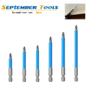 6pcs Non-slip Wear-resistant Screwdriver Set Strong Magnetic High Hardness Super Long Cross Electric Batch Electric Drill Hand Tools Industrial Hardware