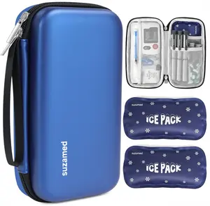 suzamed Insulin Cooler Travel Case with 2 Ice Packs, EVA Insulated Diabetes Medication Organizer for Insulin Pens & Diabetic Supplies