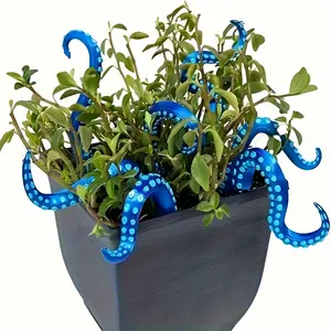 7-Pack Resin Octopus Tentacle Plant Stakes - Artistic Decorative Garden Pots - Halloween Outdoor Yard & Lawn Decor, Battery-Free, No Power Required