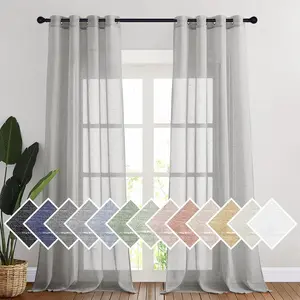 NICETOWN Grommet Sheer Curtains Natural Linen Blend Texture, Privacy with Enough Light Through Semitransparent Sheer Drapes for Children Room and Bedroom