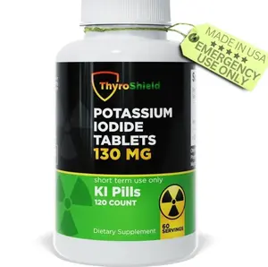 Potassium Iodide Tablets 130 mg | 120ct KI Tablets - Nuclear Radiation Protection - Potassium Iodine Pills - YODO Naciente - KI Pills - USA - ThyroShield