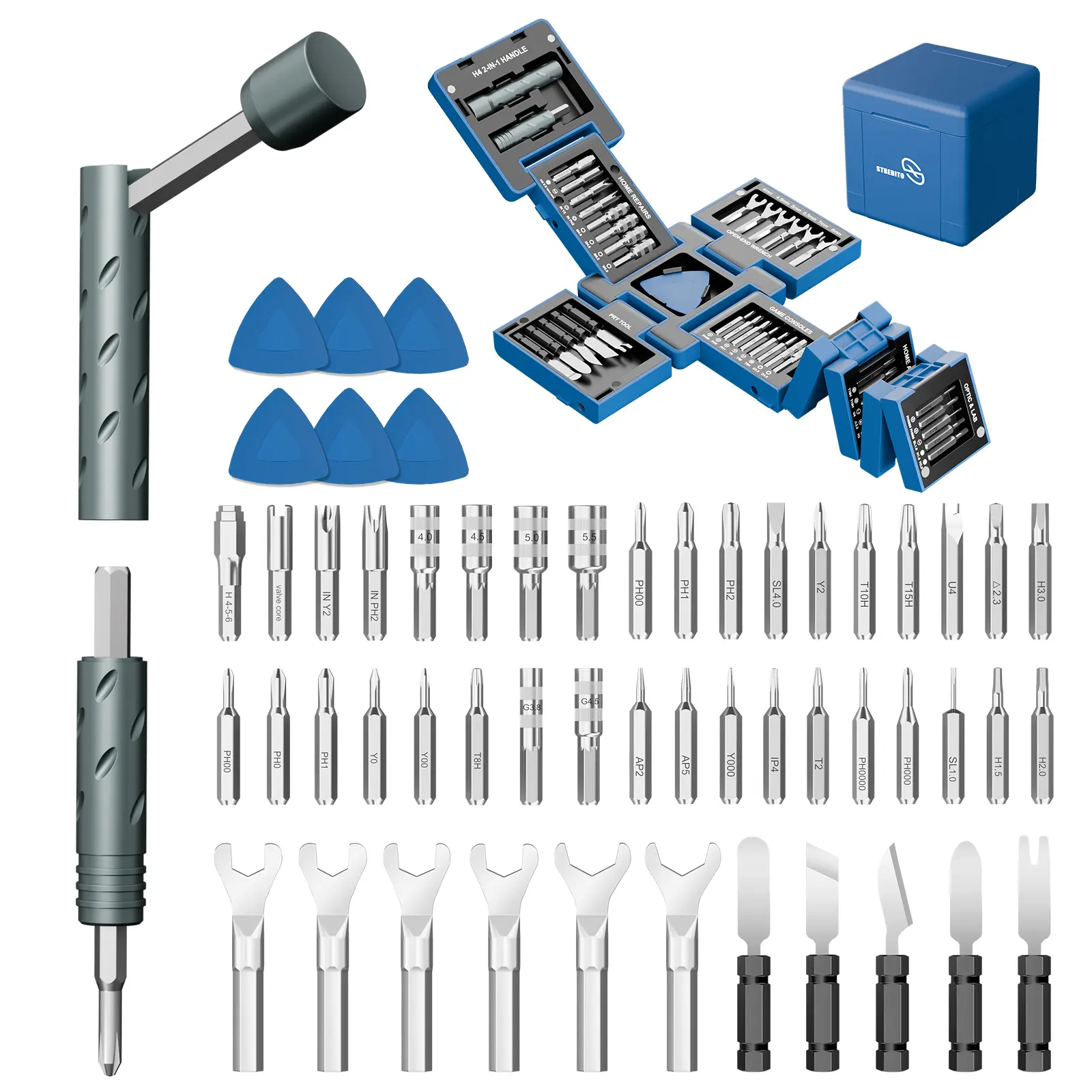 55-in-1 Handy Repair Tool Set, Magnetic Precision Screwdriver with Wrenches & Pry Tools for Electronics Maintenance