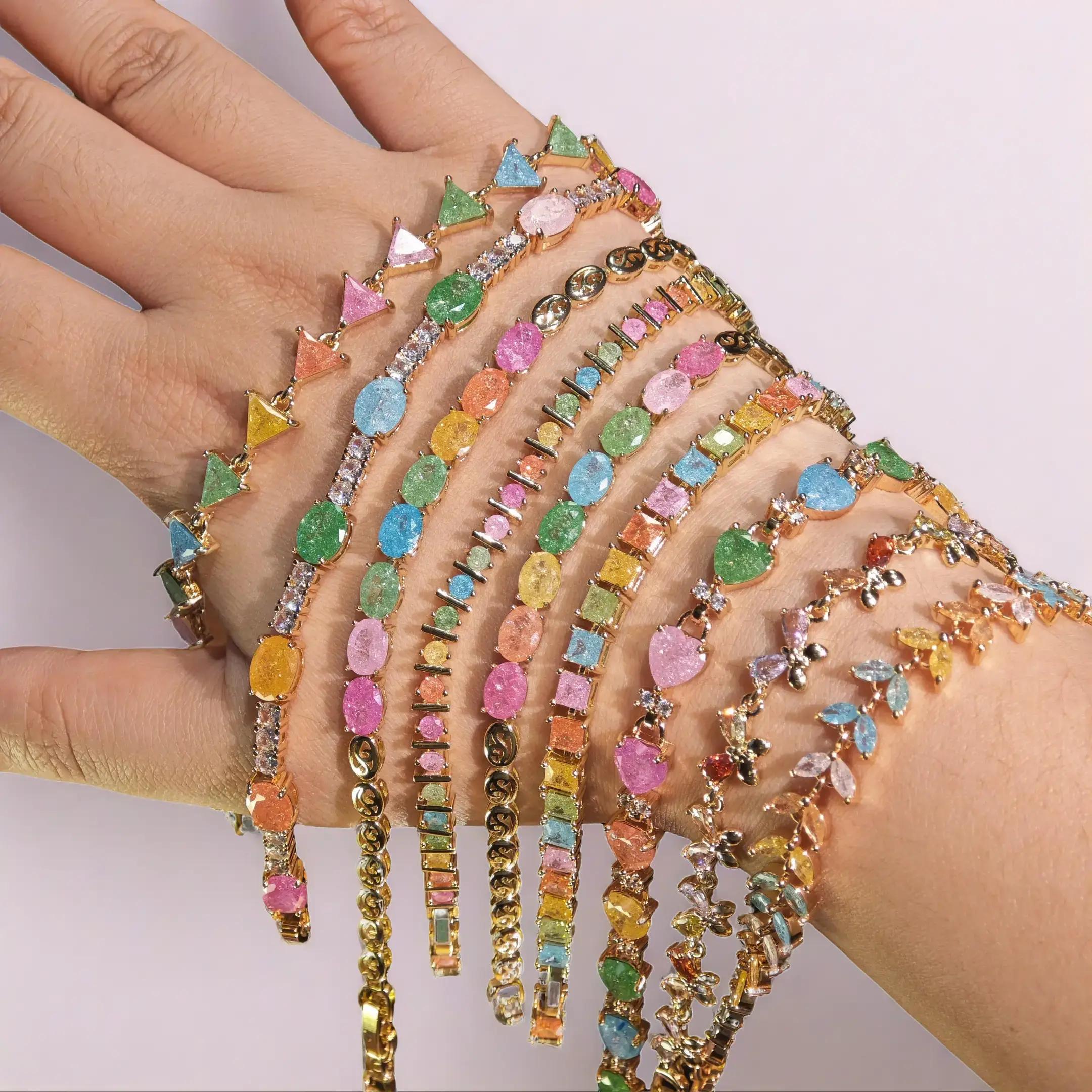 Loveden Sweet Candy Multi Color Round Square Bracelet For Women & Men Daily Hypoallergenic Jewelry Accessories 18K Gold Plated Birthday Christmas Gifts