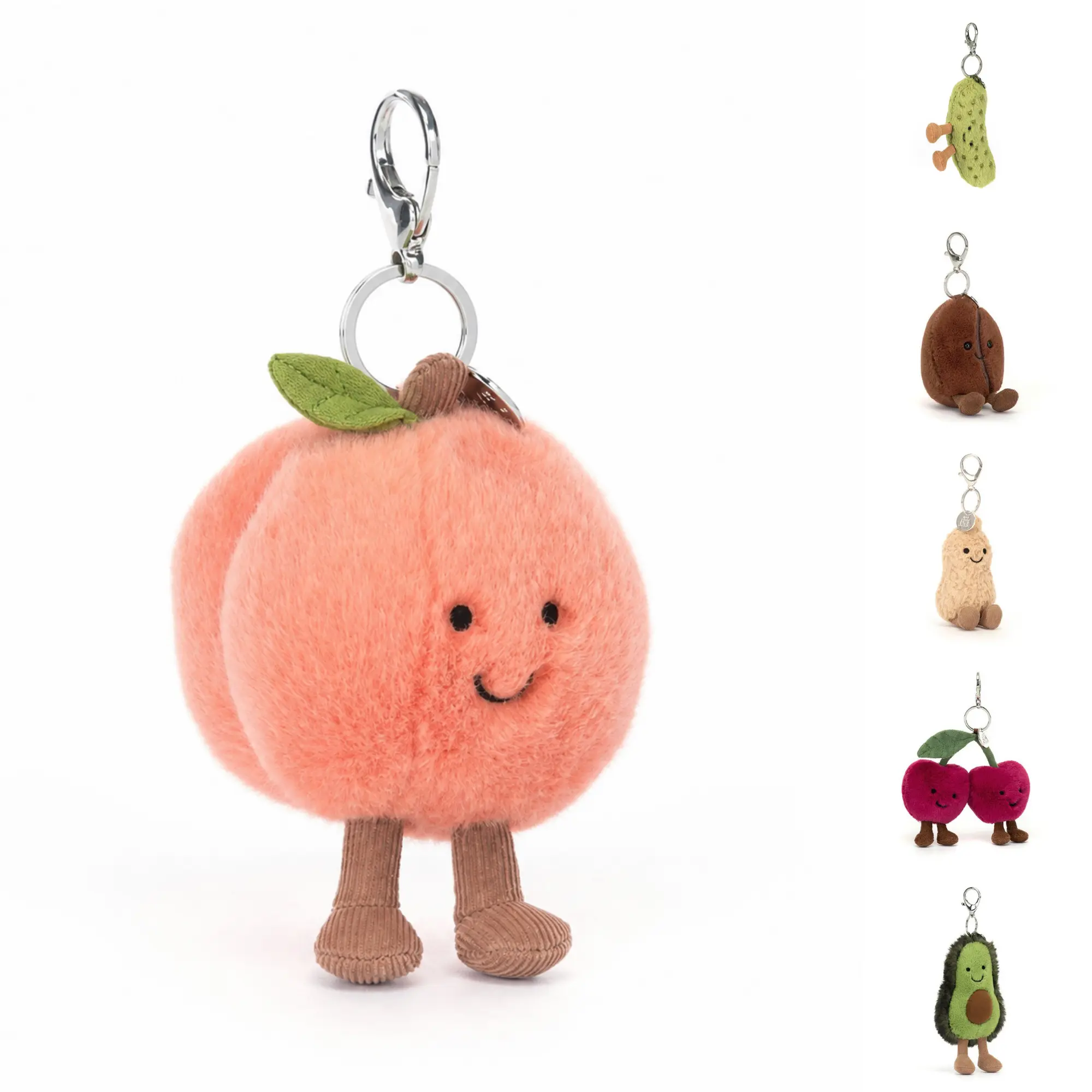 Amuseables Peach Bag Charm - Ultra Soft Cuddly Stuffed Animal, Adorable Serpent Teddy for Kids & Babies, Unique Birthday & Christmas Gift, Cozy Nursery Decor & Collectible Plush