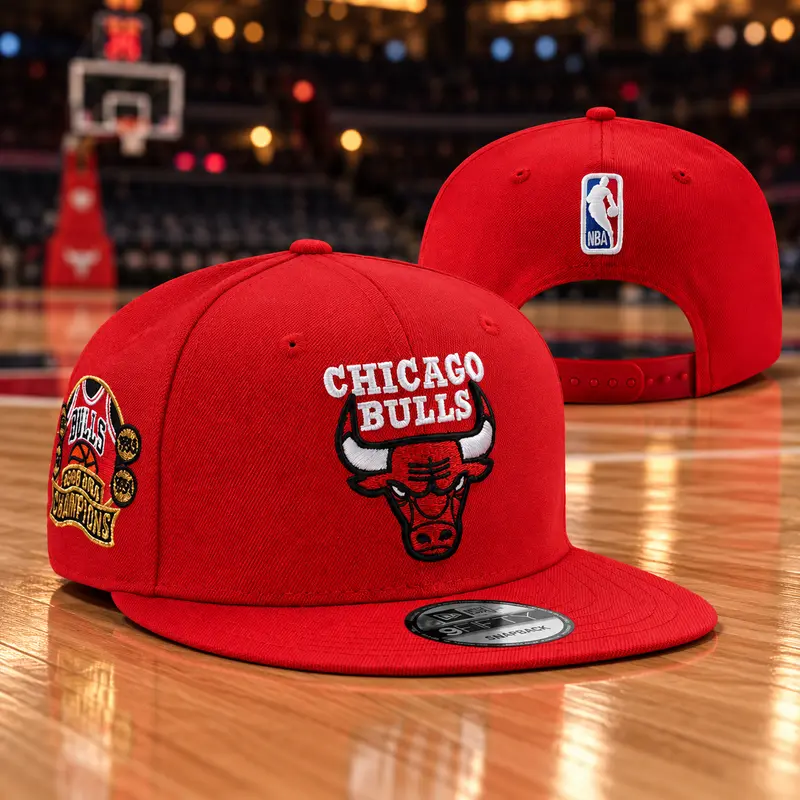 Chicago Bulls Red Snapback – Bold Embroidered Bull Logo, Championship Side Patch, Flat Brim