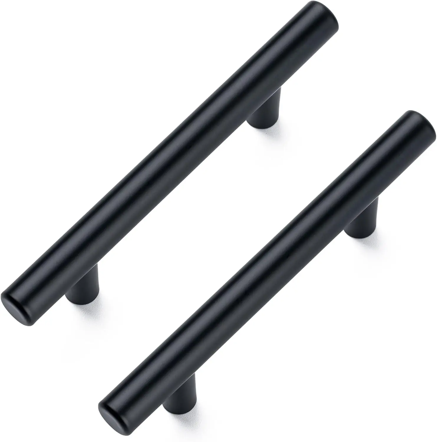 10-Pack Matte Black Stainless Steel Cabinet Pulls - 5in Length, 3in Hole Center, 5x1.25in Arc Shape Modern Door Handles for Kitchen, Bathroom Cabinets & Drawers, 5X1.25 In