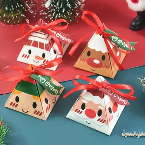 10count Christmas Candy Gift Box Santa Claus Cookie Snack Chocolate Packing Boxes For Navidad Natal Noel Party Decoration Supplies