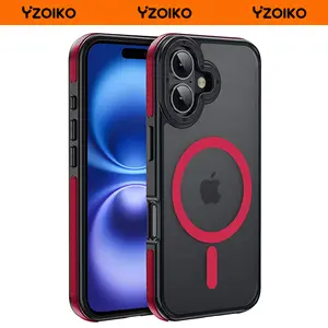 YZOIKO Strong Magnetic for iPhone 16 Plus Case [10Ft Military-Grade Protection] Compatible with fit MagSafe Shockproof Slim Thin Cover, for iPhone 16 Plus 6.7 inch, Red Bumper