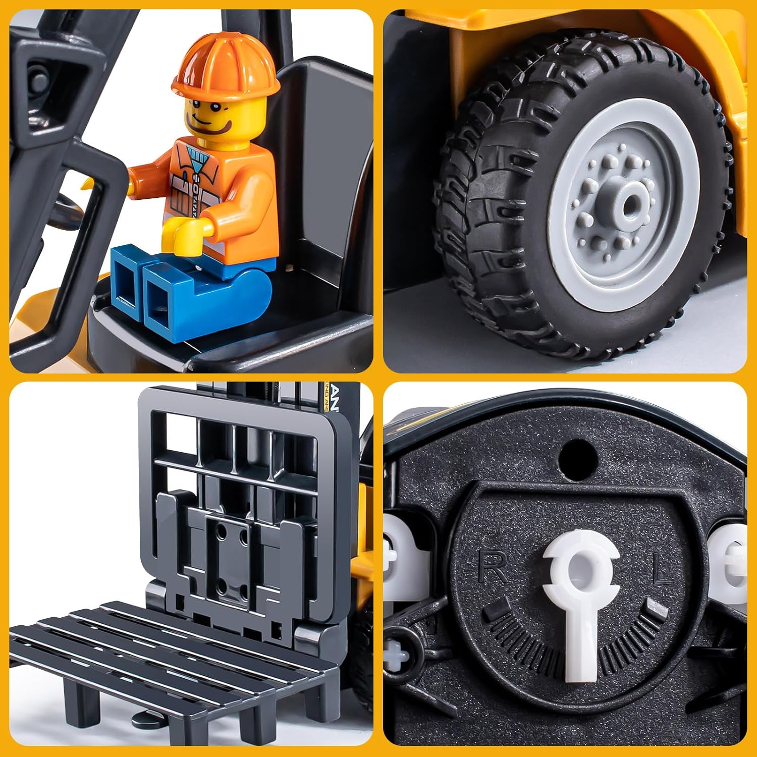 Remote Control Forklift 11 Channel Rc Forklift Cranes Construction Toys, w/Boxes/Sound and Light Spray, Two Rechargeable Batteries, Kids Forklift Toy Christmas & Birthday Gifts