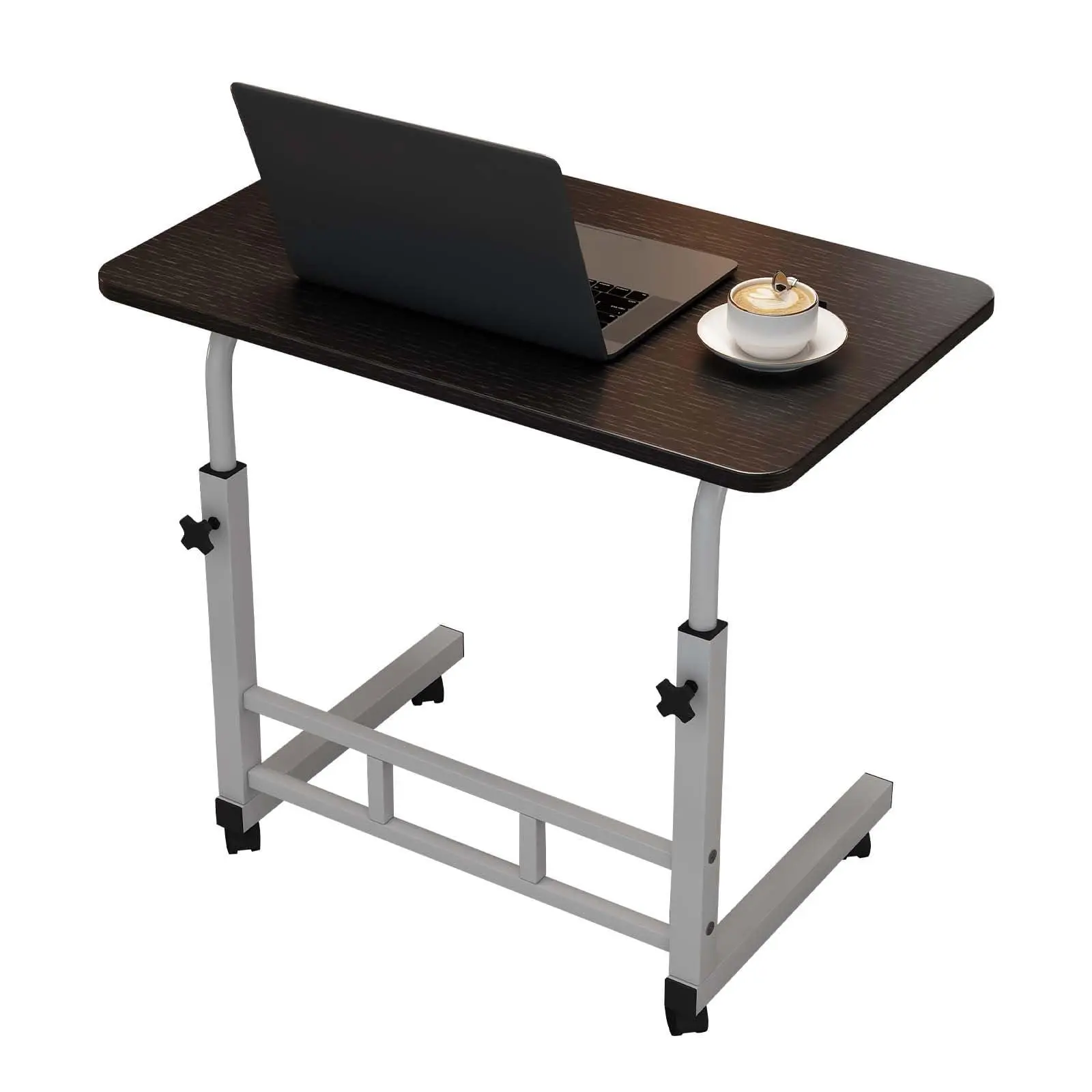 GAOMON Adjustable Height Mobile Computer Desk, Small Standing Desk with Wheels, Portable Stand Up Desk, Mobile TV Tray Table Rolling Desk for Home Office, Study, and Small Spaces,Black