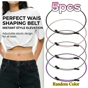 5-Pack Women's Invisible Elastic Waistband, Adjustable Belly Cinch Belt, Hem Raiser for Loose Tops & Sweaters, Wedding & Daily Wear