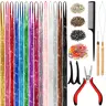 Women's Heat Friendly Synthetic Hair Tinsel Kit, 48in Trimtofit Holographic Multi-Color Glitter Extensions, Heat-Resistant Set with Rubber Bands & Crochet Hook, Salon-Level Shimmer Gifts for Women for Christmas Party