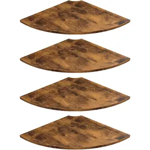 Corner Shelves, 12 Inch Deep Corner Shelf Wall Mounted with Wire Hole, 4 Tier Circular arc Corner  Shelving for Wall Storage, for Speaker,  Box, Rust Brown