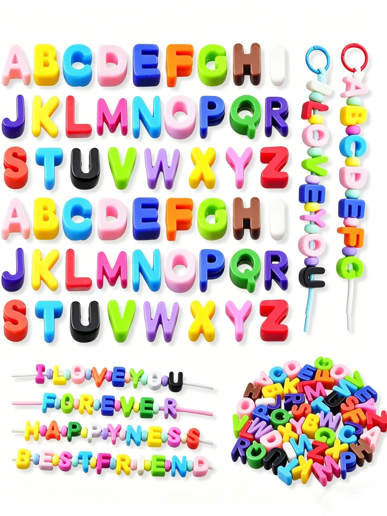 Large Letter Beads Alphabet Beads 50 Pcs Paracord Beads Acrylic Colorful Bubble Large Hole Beads for Keychains Bag Charm Kit Phone Chains Bracelets Necklaces Mix Beading Accessories, Diy Jewelry Accessories, Beading Supplies