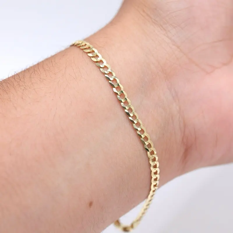 14Kt Gold 4mm Cuban Bracelet - Solid