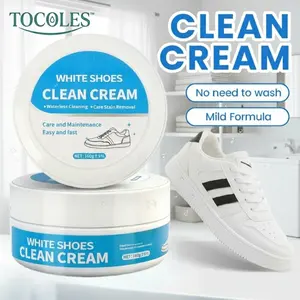 White Shoe Cleaner Cream Multipurpose No-Wash Solid Comes with Sponge Removes Stains Ideal for Leather Silicone Car Interiors Mild Non-Irritating Eco-Friendly