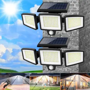 Solar Security Lights 2-Pack 2500LM 3 Heads 3 Modes Dimmable Motion Sensor IP65 Waterproof for Driveway Backyard Porch Pool Area Wireless Outdoor Lighting Holiday Gift Ideas 270° Wide-Angle Detection Ultra-Bright 2500LM Illumination, Solar Outdoor Lights,