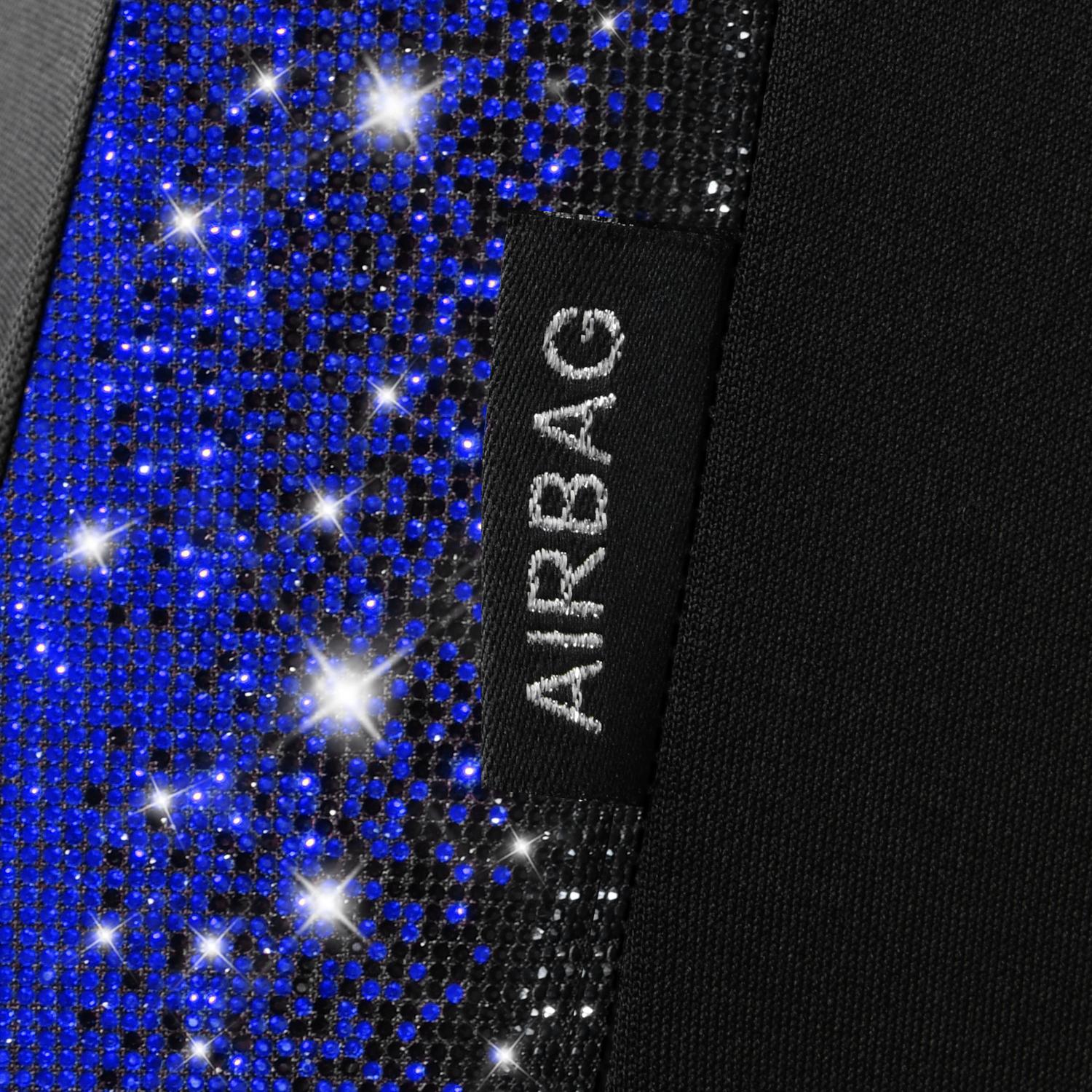 CAR PASS Oxford Bling Diamond Car Seat Covers 2 Front Interior Sets, Waterproof Shining Glitter Sparkly Crystal Universal Armrest Fit 95% Automotive Truck SUV Cute Women Girl, Black Blue Rhinestone